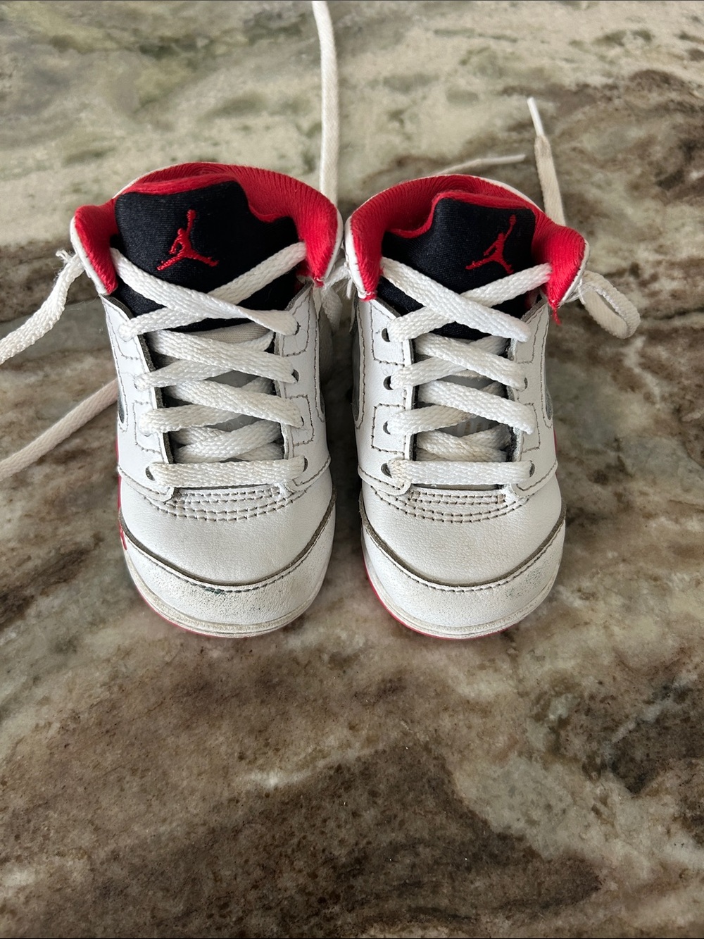 Jordan Kids White and Red Sneakers
